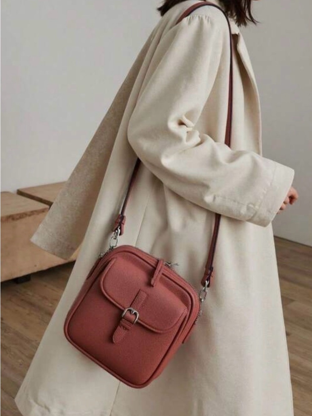 SHEIN Cognac Brown Mini Crossbody with Buckle Pocket - Picture 2 of 5